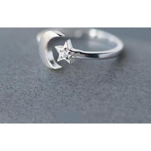 Jisensp New Fashion Moon Star CZ Rhinestones Adjustable Rings for Women Wedding Gift Anel Female 2018 Knuckle Anillos Jewelry