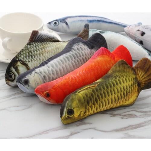 1Pc Creative Cute Artificial Fish Plush Pet Cat Puppy Dog Toys Sleeping Cushion Fun Toy Cat Mint Catnip Toys Gadget Supplies