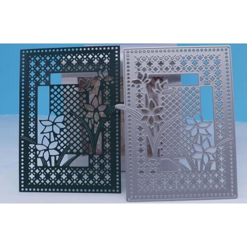 Flower Grid Frame Metal Cutting Dies Scrapbooking Embossing Folders for Card Making Craft Stencil Hobby Punching Stencil