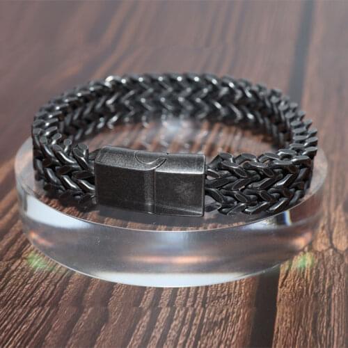 Fashion Retro Mens Stainless Steel Magnetic Clasp Bracelet Ancient Silver Color Trend Party Jewelry Gift