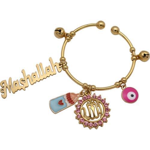 Islam muslim Allah Mashallah turkey evil eye copper baby child Bangles