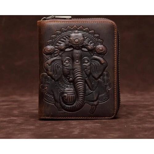 Mens leather elephant card bag