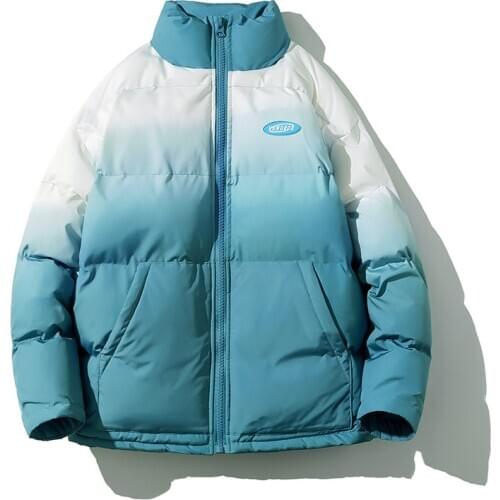 Winter Jacket Fashionable Mens Cotton Coat Men Thicken Zipper Mens Parka Coat Gradient Windproof Outwears A1779