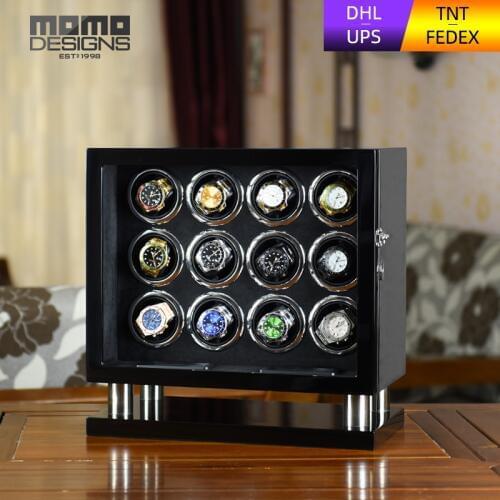 New Arrival Black Watch Winder 12 automatic watches Wristwatch box with Gear mabuchi motor Automatic Watch Display TPD