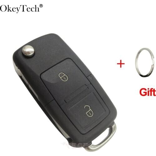 OkeyTech 2 Button Remote key Shell Flip Folding Car For VW Volkswagen polo Golf MK4 Bora Seat Altea Alhambra Ibiza For Skoda Key