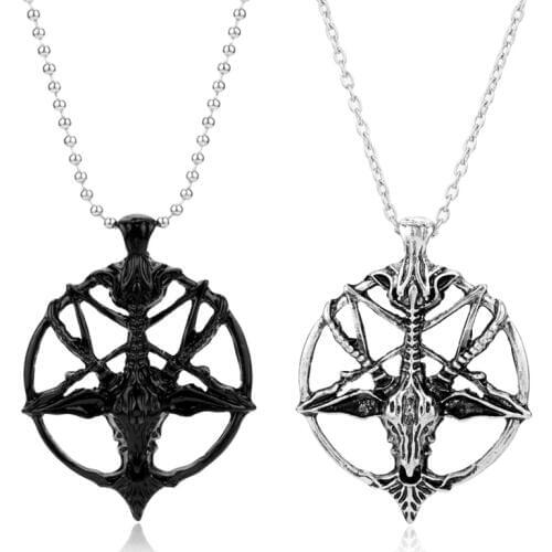 Satanism Pentagon Goat Head Necklace for Women Men Pendant Choker Jewellery Necklaces for Teen Girls