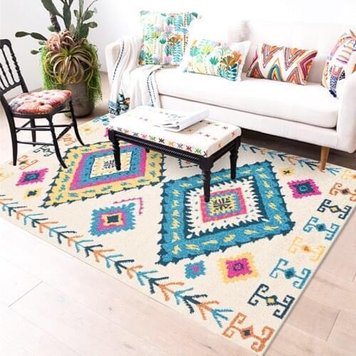 Persian Style Bedroom Bedside Area Rugs Geometric Flower Print Children Kids Play Tent Non-Slip Floor Mat Livingroom Sofa Carpet