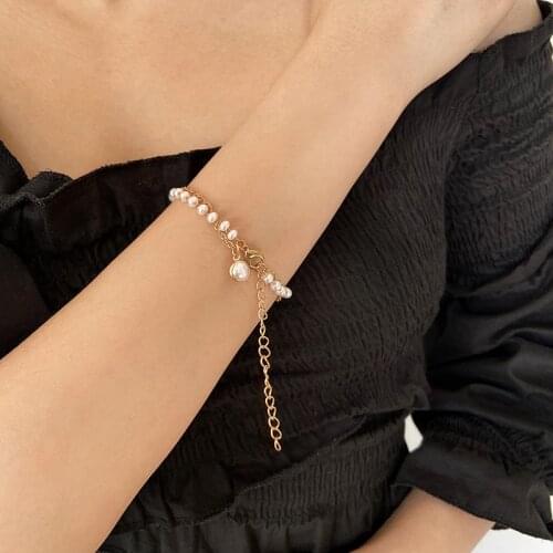 Simple Flash Diamond Star Bracelet Niche Design Pearl Chain Jewelry Womens Fashion Saturn Pearl Bracelet Necklace Earrings Gift