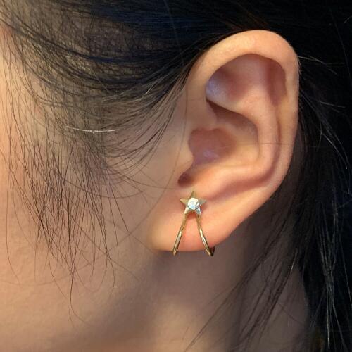 Simple Little Cute Gold Color Star Heart Non Pierced Clip Earring for Women Trendy U Shape Crystal Circle Ear Cuff Earrings