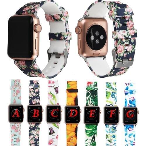 Flower Bands For Apple watch Series 6 5 4 3 2 1 SE 40mm 44mm Silicone Pattern Printed Strap for iWatch Series 4 3 2 38mm 42mm