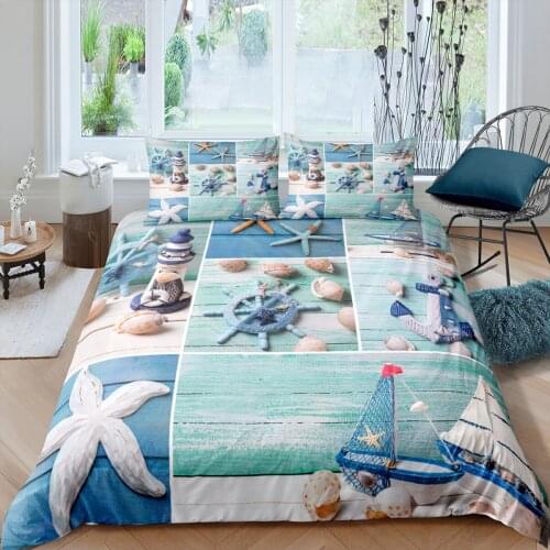 Home Textiles Luxury 3D Starfish Print Duvet Cover Set 2/3 Pcs Pillowcase Bedding Set AU/EU/UK/US Queen and King Size