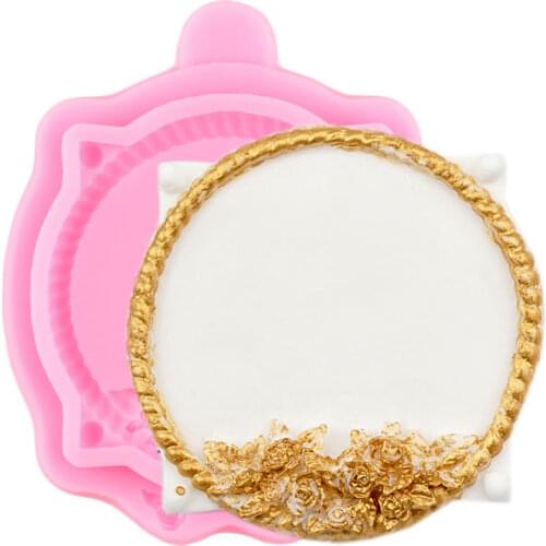 Rose Flower Frame Silicone Cake Border Mold Wedding Fondant Cake Decorating Tools Candy Clay Chocolate Gumpaste Moulds