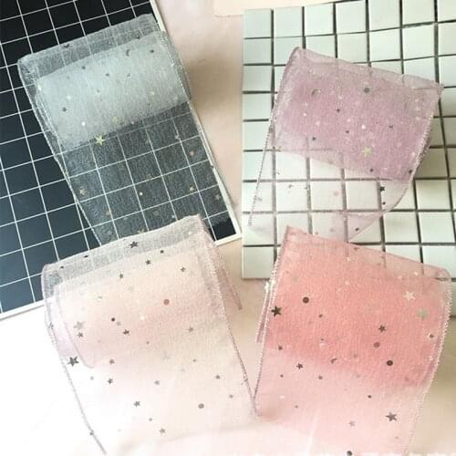 11cm*20m Tulle Ribbon Roll With Edge And Silver Star Sequins For Christmas Gift Decor Crafts Hairbows DIY Wrapping Flower 4color
