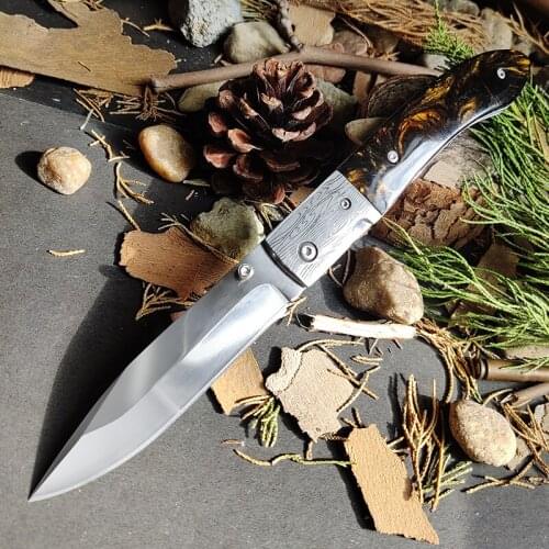 Resin+Steel Handle Folding Knifes 5CR15MOV Mirror Blade Quality EDC Outdoor Life Self-Defense Tactics Multi-Purpose Little Knife