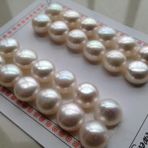Super Big Loose Pearl In Pairs 12.5-13mm Semiround Shape Strong Luster Half Bored Pearl For Earrings/Pendant Jewelry Findings