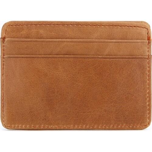 Slim Genuine Leather Card Holder Wallet Men Business Credit ID Card Storage Coin Purse Women Small Wallet