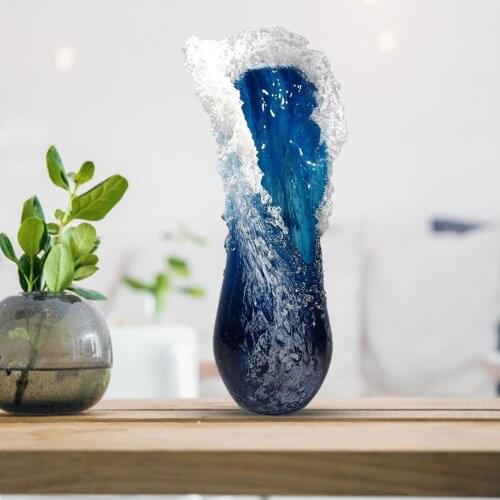 Majestic Ocean Wave Vase Resin Flower Pot Office Table Ornament Home Decoration Crafts Gift