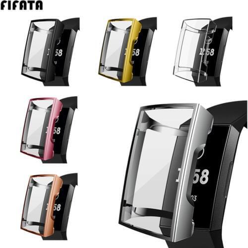 FIFATA Protection Frame For Fitbit Charge 3 Smart Bracelet Case Cover TPU Silicone Protector Shell Protective Sleeve Band Strap
