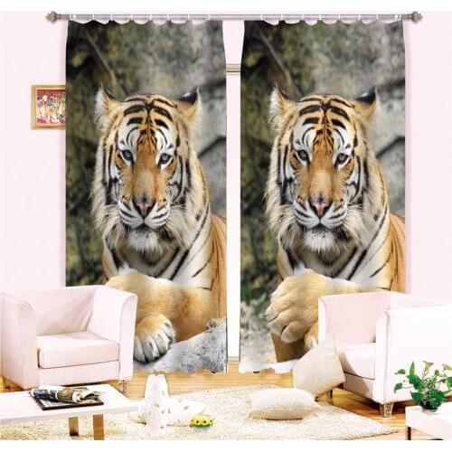 Customized Tiger 3D Blackout Window Curtain Drapes For Living room Bed room Hotel Wall Tapestry Cortinas