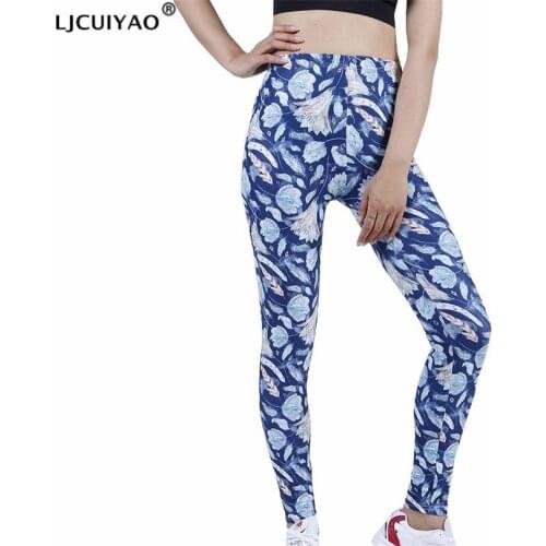 LJCUIYAO Push Up Leggings Women Fitness High Waist Workout Sexy Wheat Ear Flower Jeggings Sportleggings Ankle-Length Clothing