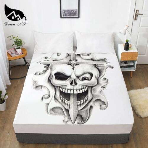 Dream NS Hand Painted Skull Couple Dress Up Bedroom Home Textile Sheets 3D Print Mattress Cover Sheet Bettlaken 1PCS