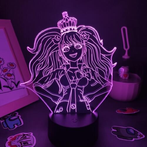 Junko Enosh Anime Danganronpa 3D Led Figure Night Lights Fun Gift For Friend RGB Game Lava Lamp Bedroom Bedside Table Desk Decor