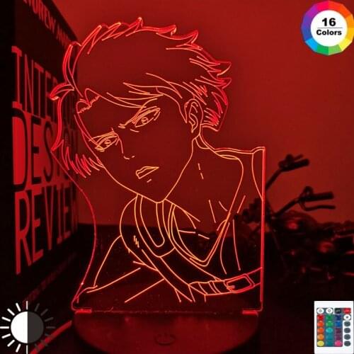 Attack on Titan Levi Ackerman Acrylic 3D Lamp for Home Room Decor Light Child Gift Levi Ackerman LED Night Light Anime