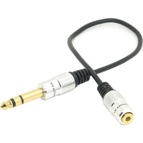 6.35mm Plug male to 3.5mm Socket female Headphone extension audio cable 1Ft 30cm for Amplifier