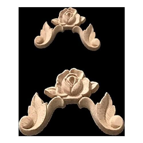 6cm 10cm Vintage Unpainted Wood Carved Corner Home Furniture Wall Cabinet Door Decor Crafts Cabinets Windows Mirrors Doors Decor