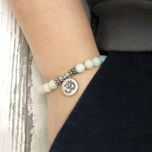 Amazoned Stones Bracelet homme OM Lotus Buddha pulsera hombre Beaded Stretch Charm Lava Chakra Bracelets For Women Men Jewelry