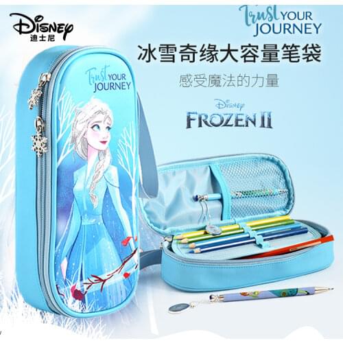 Disney Cartoon Pencil Case Princess Series Large-capacity Student Storage Bag Clamshell Double-layer Stationery Bag