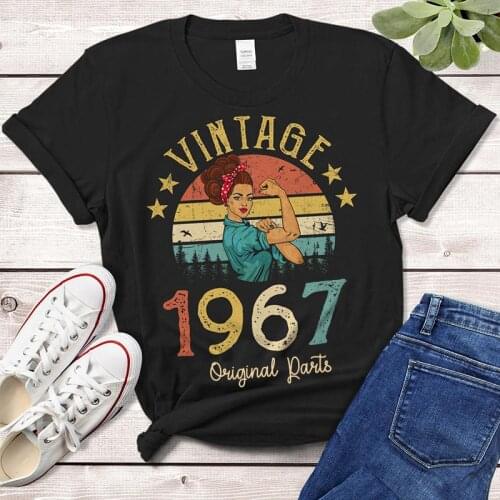Vintage 1967 Quarantine Edition T-Shirt Women Rosie 52 Years Old 52nd Birthday Party Gift Idea Mom Wife Friend Retro Tee Shirt
