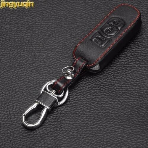 Jingyuqin 3 Buttons Leather key Cover Case Bag Wallets Key Ring For Mazda 6/3 2014 2015 Cx-5 Cx-7 Cx-9 With Buckle
