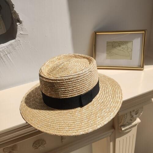 Classical Wheat Straw Hat Women Summer Cap Wide Brim Sun Hat Elegant Ladies Beach Hat Holiday Derby Hat Panama Wholesale
