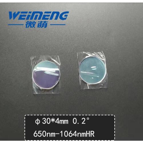 Weimeng wedge mirror Φ30*4mm angle:0.2 degree 650nm&1064nm HRcoating 60 degree quartz for laser machine & Optics & equipment