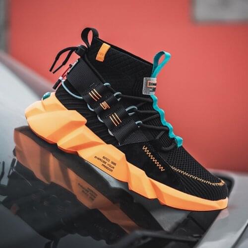 Fashion Flying Woven Sock Shoes Men High Top Lightweight Outdoor Sneakers Men Nonslip Breathable Men Casual Shoes zapatos hombre