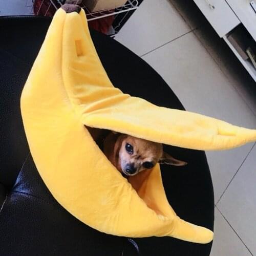 Banana Shape Pet Dog Cat Bed House Mat Fluffy Durable Kennel Doggy Puppy Cushion Basket Warm Portable Banana Dog Cat Supplies