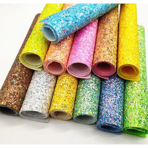 A4 sheet neon girl color Shiny Glitter Fabric Leather For Earring Bows A206