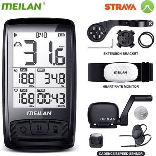 Meilan M4 Wireless Bicycle Speedometer Heart Rate Monitor Cadence Speed Sensor Waterproof Stopwatch