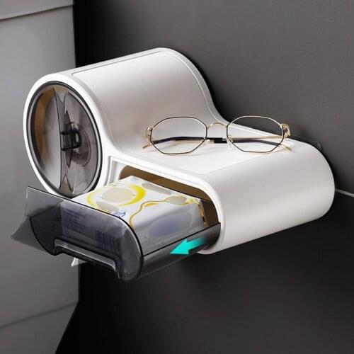 Multifunctional Toilet Paper Holder Rack Waterproof Wall-Mounted Toilet Tissue Box Roll Paper Storage Box Bathroom Accessories