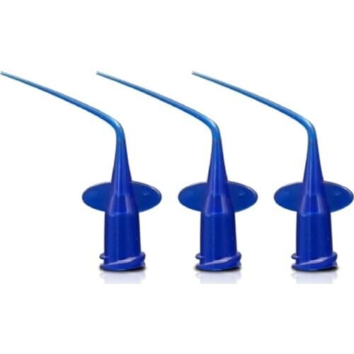 20Pcs Teeth Whitening Dental Irrigation Tips Blue Dental Disposable Syringe Tip Dental Irrigation Tips