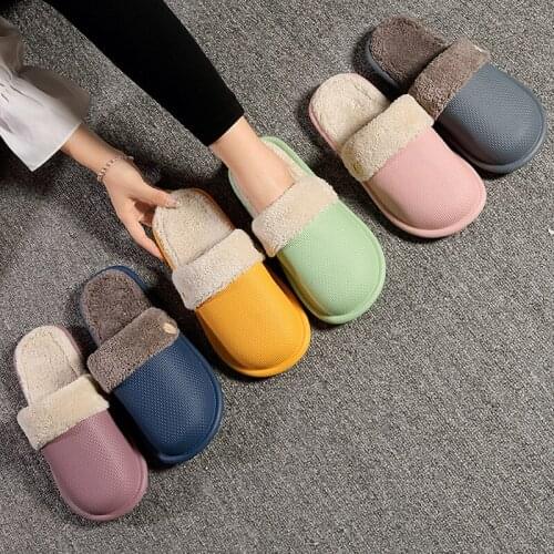 EVA Couple Unisex Non-Slip Floor Home Slippers Winter Warm Soft Plush Men Slippers Light Waterproof Indoor Women Shoes 2021 New