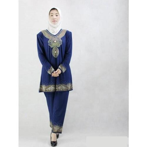 New Muslim Womens Clothing Loose Elastic Islamic Worship Service Hot Drilling Dubai Suit Abaya Plus Size Womens Clothing