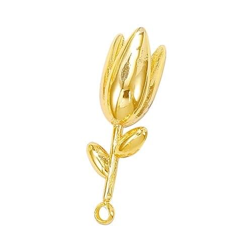Factory Wholesale Gold Color Brass Tulips Charms Pendants Necklace Bracelet Earring Diy Jewelry Making Supplies Accessories