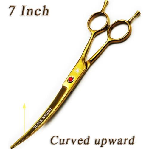 7 Inch Hairdressing Scissors Professional Pet Grooming Scissors Barber Hair Curved Upward Cutting Shears For dogs Golden Style