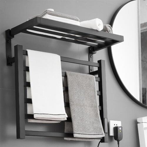 Electric Towel Warmer With LED Timer 1-8Hour Electric towel rack Aluminium Alloy Towel Warmer Rack 55W 220V 45/50/55℃ Adjustable
