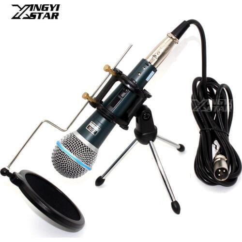 Professional Switch Dynamic Wired Microphone Desktop Stand & Windscreen Filter Cover For BETA 58 BT 58A Karaoke Mic Mixer Audio