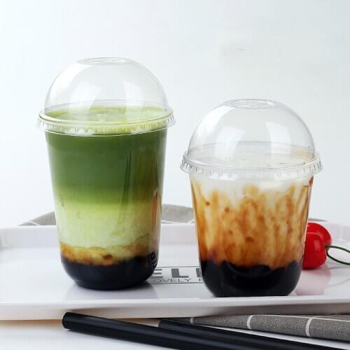 Dome-shaped transparent Disposable Plastic Cup Coffee Milky Fresh Fruit Juice Beverage Drinking Bottle Cups Covers party props