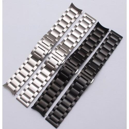 20mm 22mm Solid stainless steel Watchband Strap Silver Black bracelet watch Strap Accessories Curved End for samsung gear Galaxy