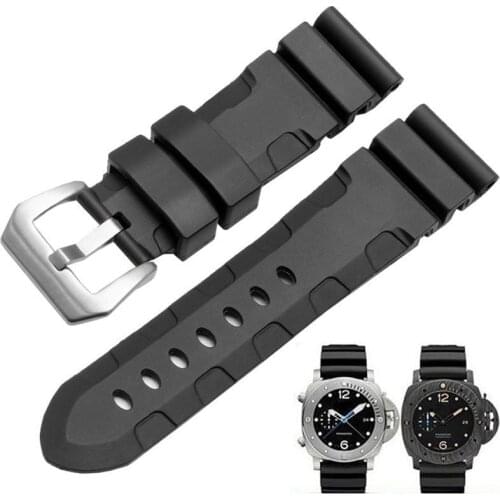 Rubber Watchbands For Panerai SUBMERSIBLE PAM 441 111 386 Men Waterproof Strap Watch Accessories Silicone Watch Bracelet Chain